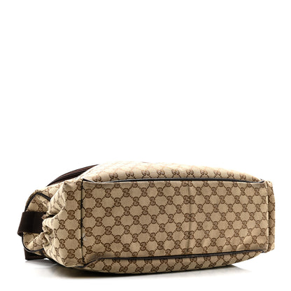 Gucci Monogram Natural Pigskin Large Diaper Bag Beige Ebony Cocoa Dark Chocolate 4 of 10
