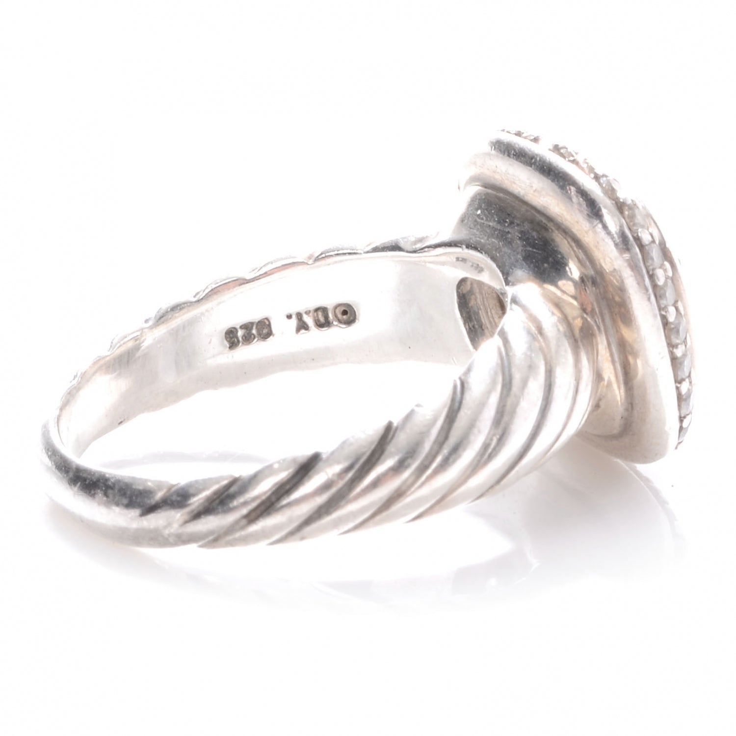 David Yurman Sterling Silver Diamond Citrine 10mm Noblesse Ring 49 5 5 of 7