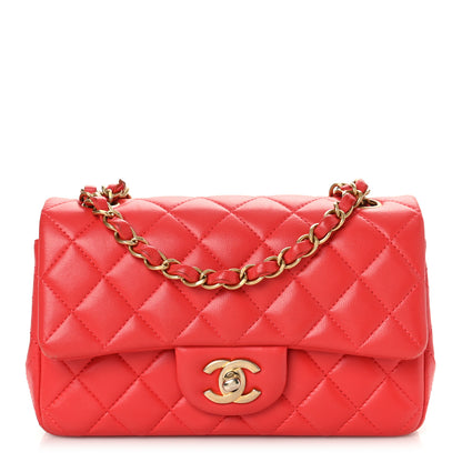 Chanel Lambskin Quilted Mini Rectangular Flap Red 1 of 9