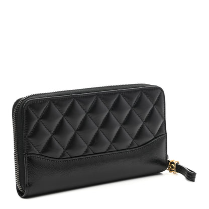 Chanel Aged Calfskin Quilted Large Gabrielle Zip Around Wallet Black 3 of 8