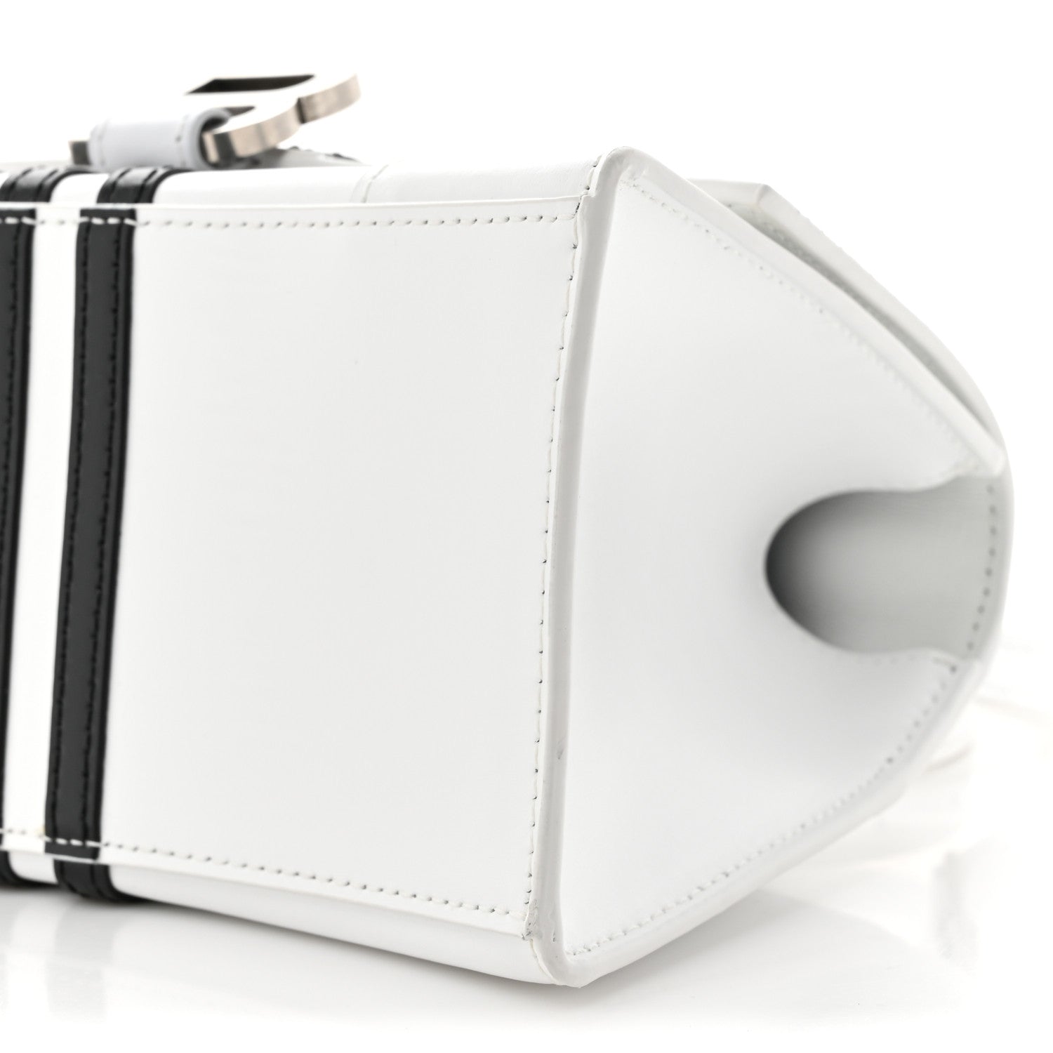 Balenciaga X ADIDAS Shiny Box Calfskin Small Hourglass Top Handle Bag Off White Black 10 of 15