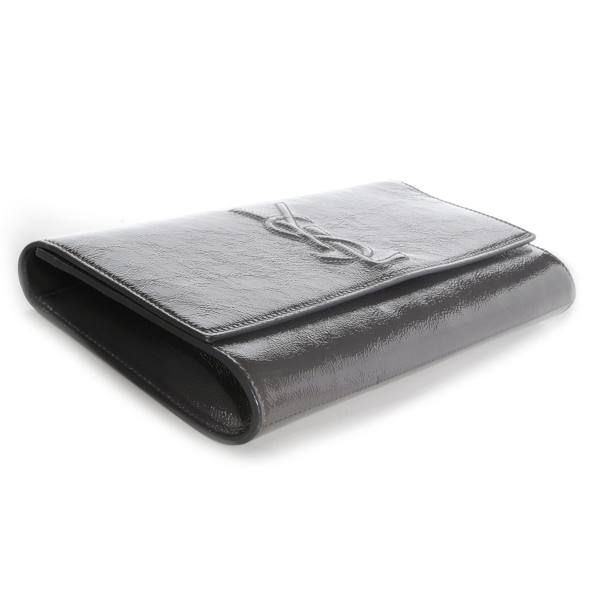 Saint Laurent Textured Patent Belle de Jour Clutch Grey 3 of 7