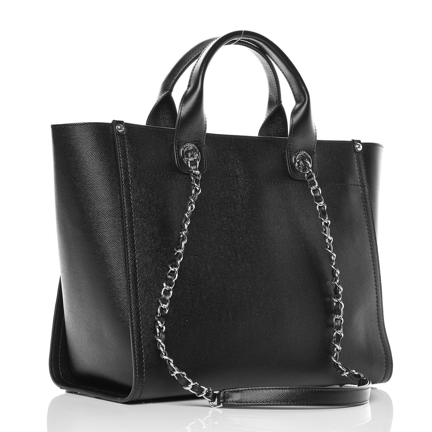 Caviar Small Studded Deauville Tote Black