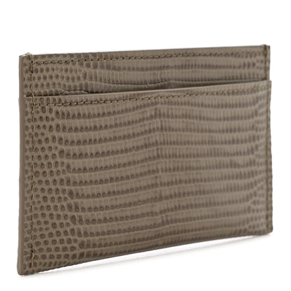Chanel Calfskin Lizard Embossed Card Holder Gold Dark Khaki 3 of 8