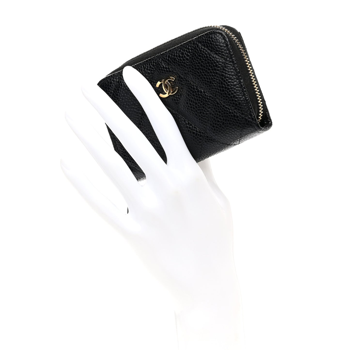 Caviar Quilted Zip Coin Purse Black