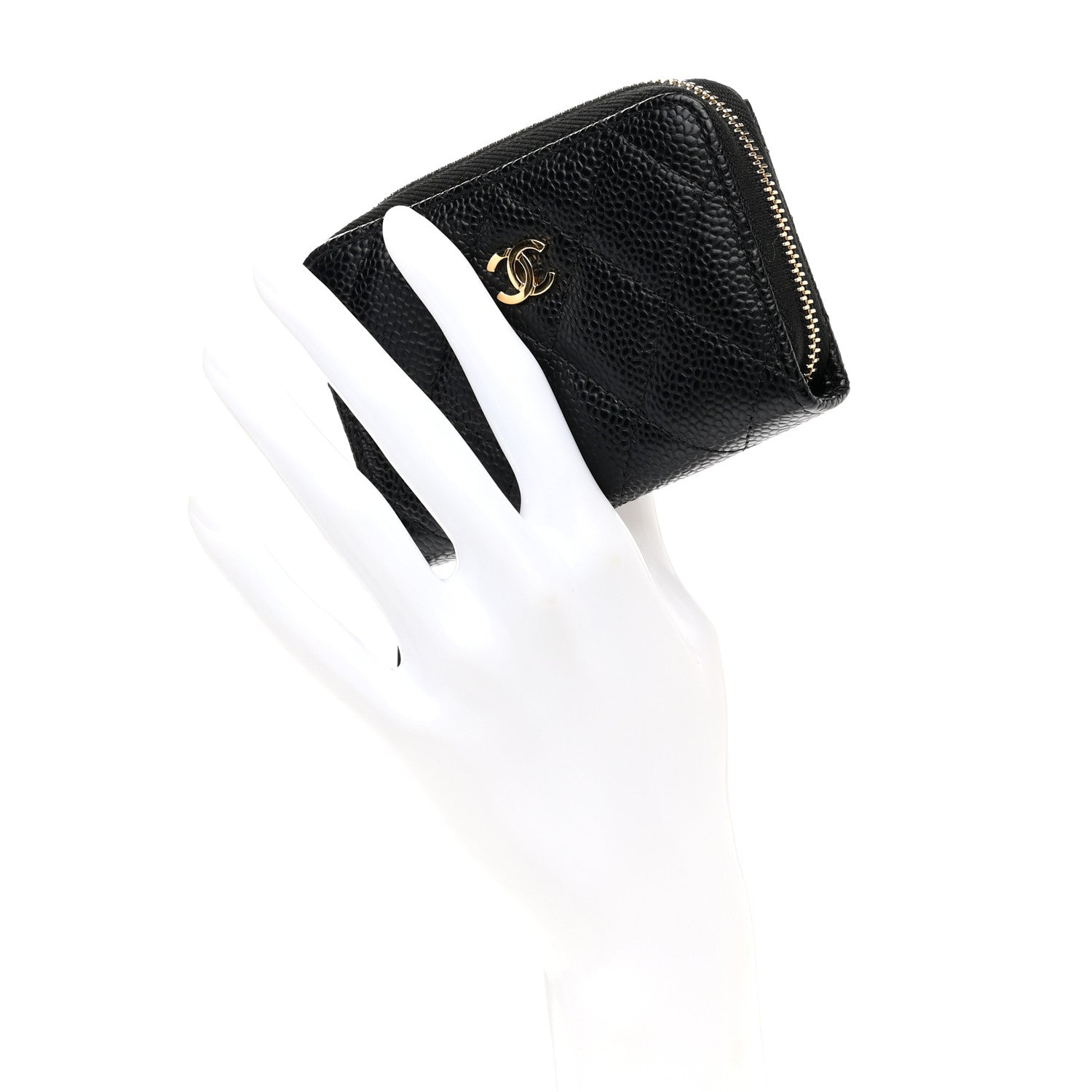 Chanel Caviar Quilted Zip Coin Purse Black 2 of 9