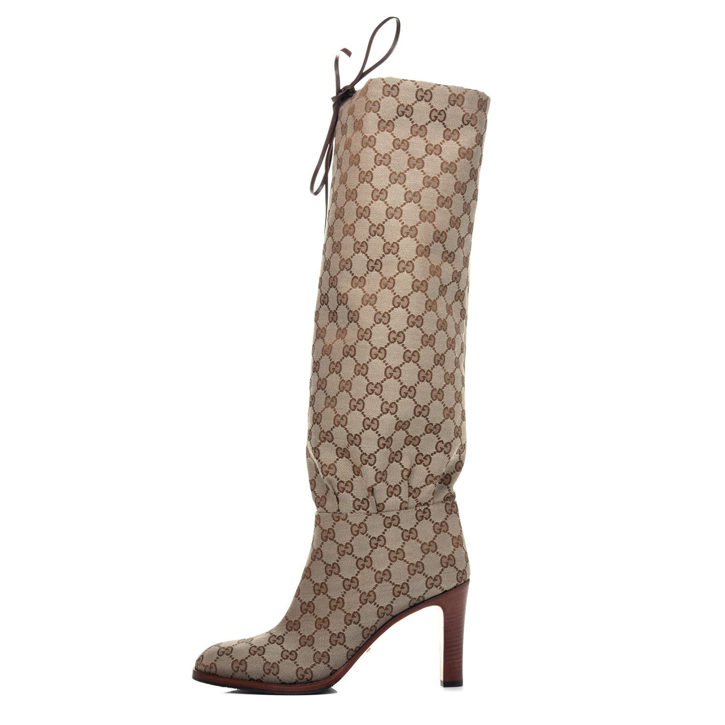 Monogram Lisa Mid Heel Boots 41 Beige Ebony