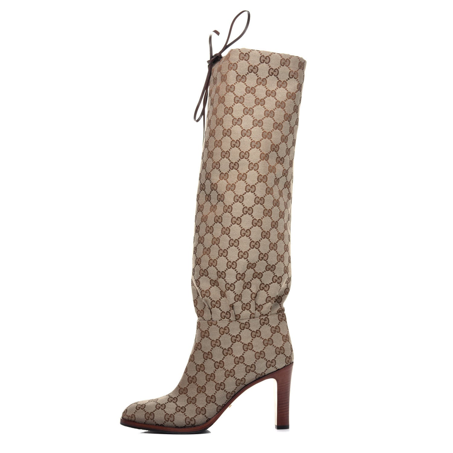 Gucci Monogram Lisa Mid Heel Boots 41 Beige Ebony 1 of 10