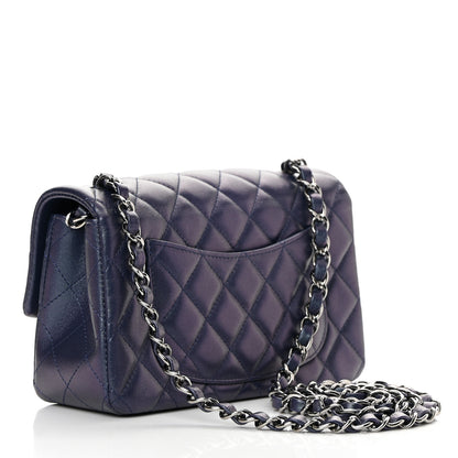 Chanel Iridescent Lambskin Quilted Mini Rectangular Flap Dark Purple 3 of 10