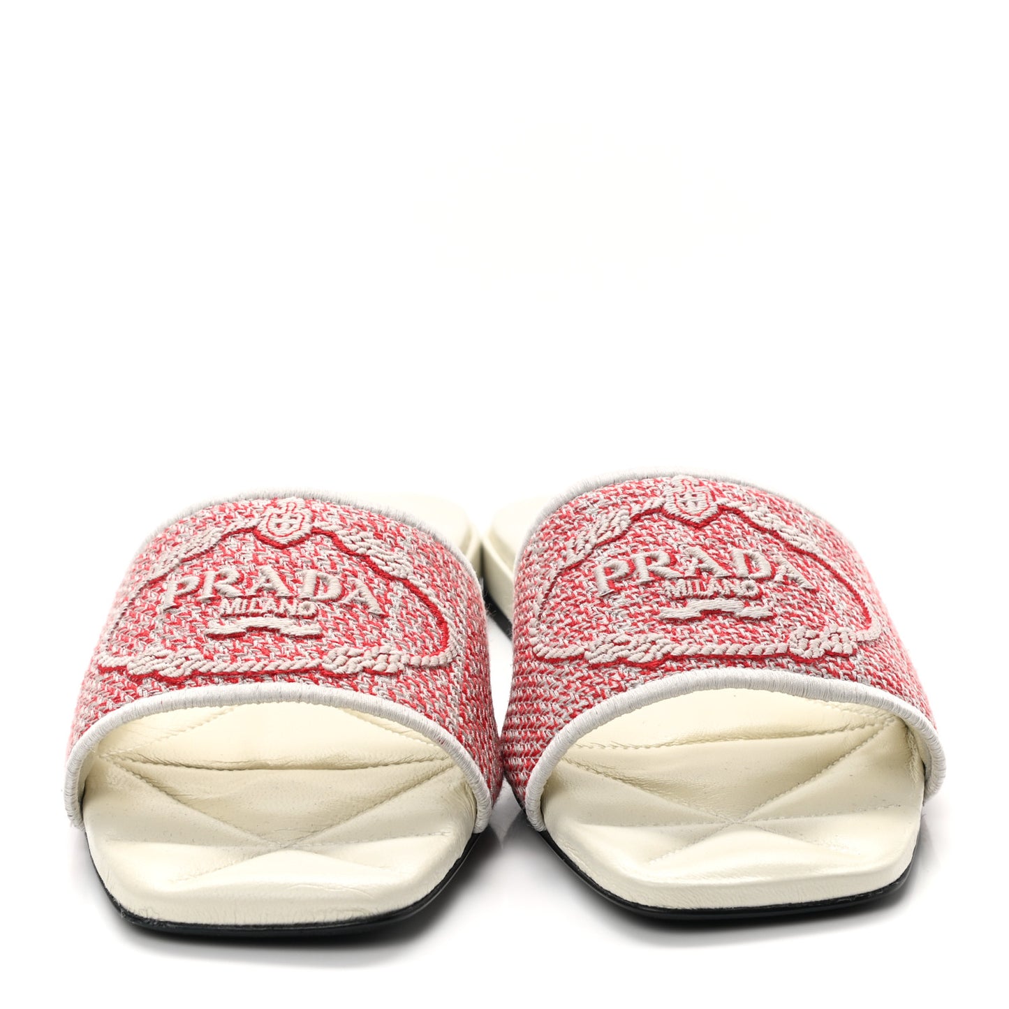 Jacquard Logo Embroidered 10mm Slide Sandals 38.5 Rosso Talco