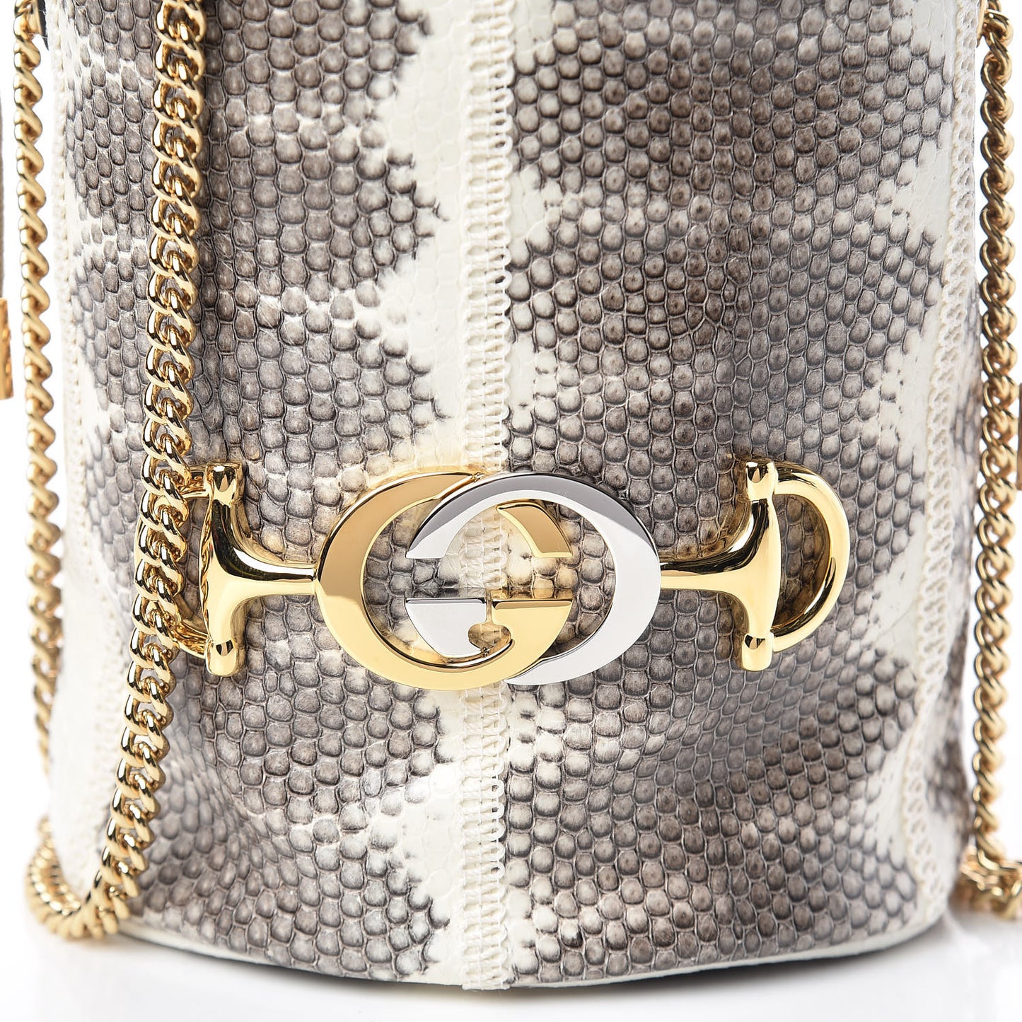 Snakeskin Mini Zumi Bucket Bag Grey