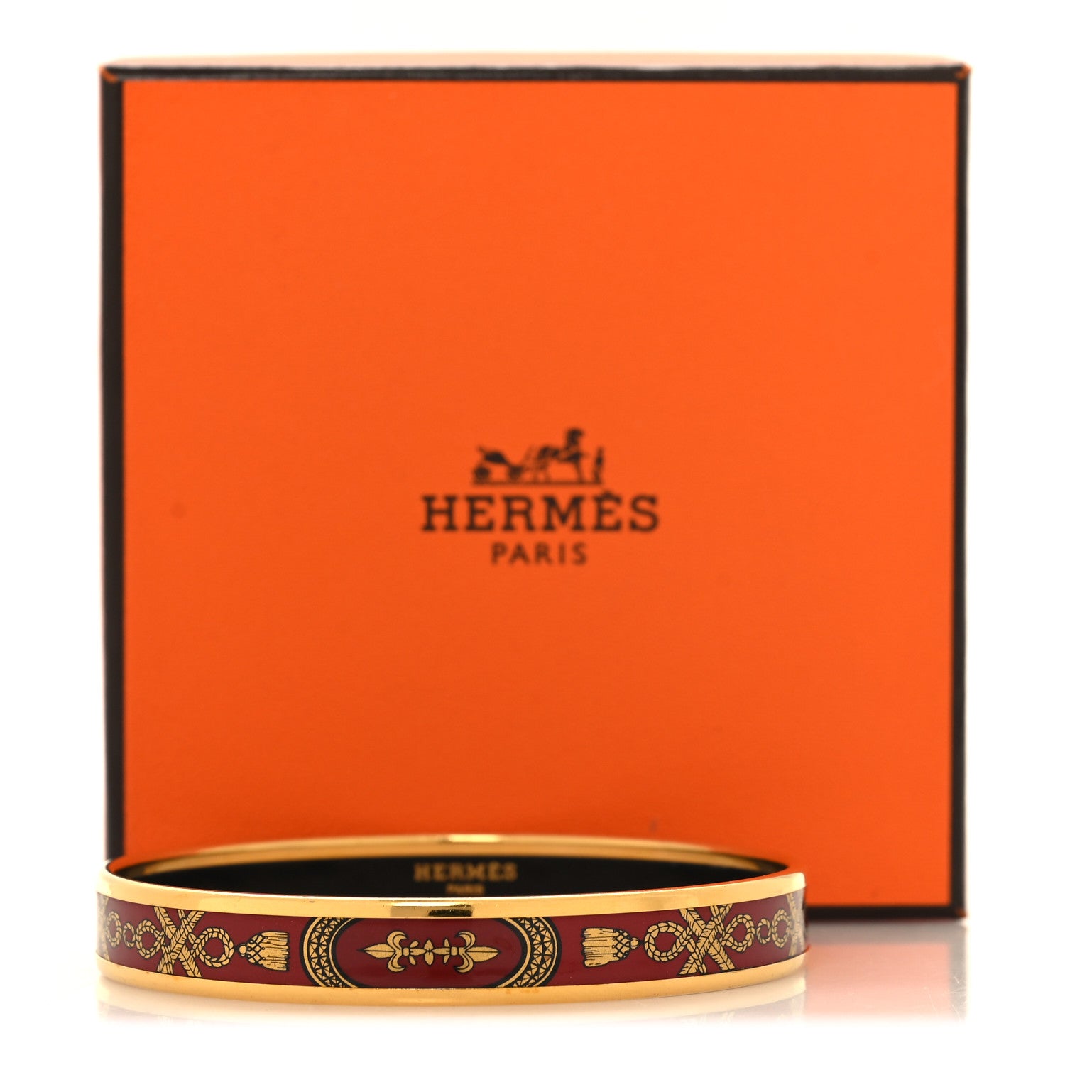 Hermes Enamel Printed Narrow Grand Apparat Bracelet 70 Rouge 6 of 6