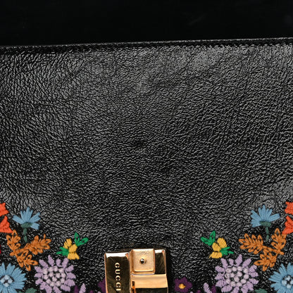 Gucci Calfskin Embroidered Small Sylvie Shoulder Bag Black 12 of 15