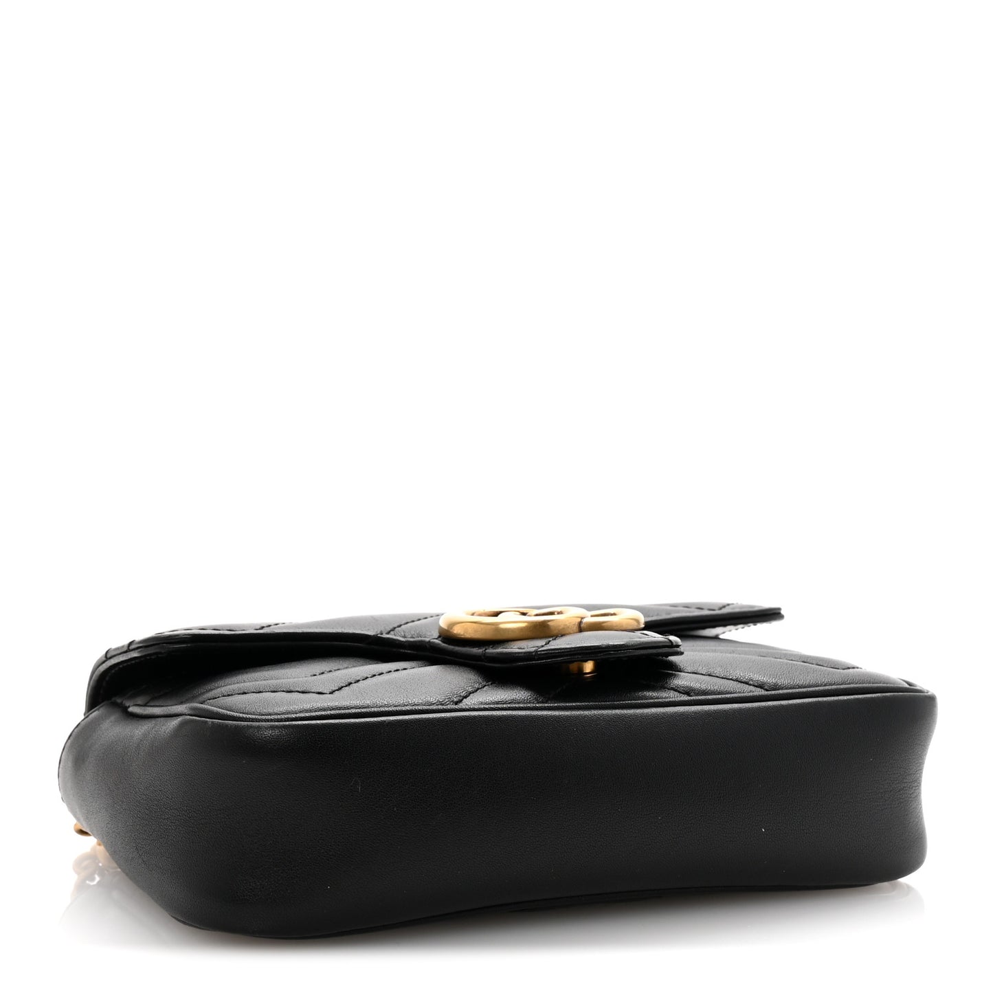 Calfskin Matelasse Super Mini GG Marmont Shoulder Bag Black