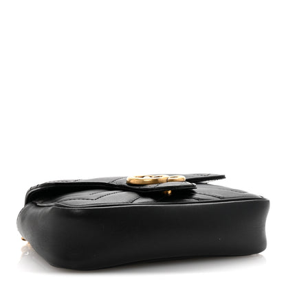Gucci Calfskin Matelasse Super Mini GG Marmont Shoulder Bag Black 4 of 11