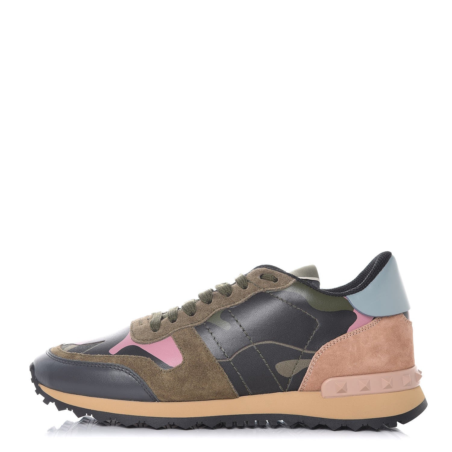 Valentino Garavani Nappa Suede Camouflage Womens Rockrunner Sneakers 37 Multicolor 1 of 8