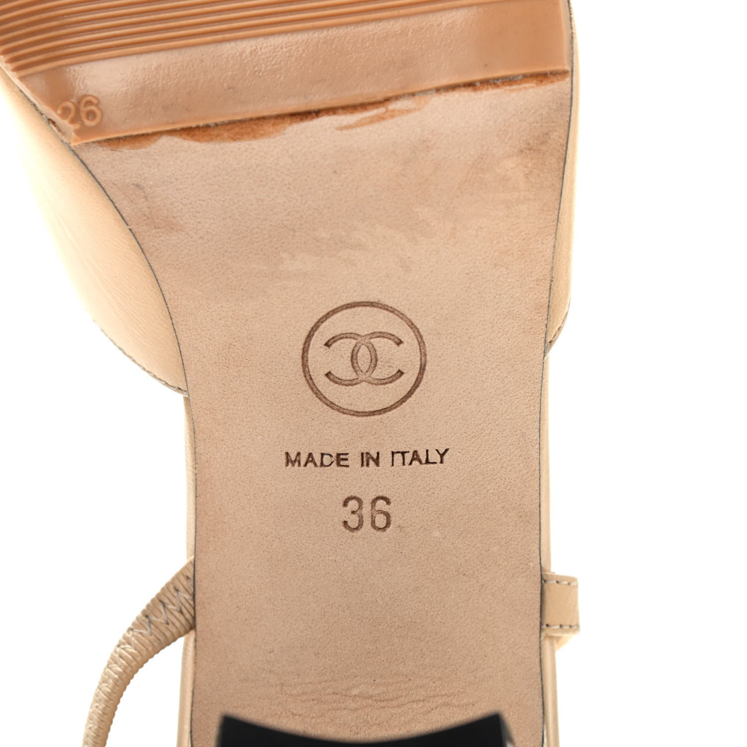 Chanel Lambskin Grosgrain Cap Toe CC Slingback Pumps 36 Beige Black 6 of 11