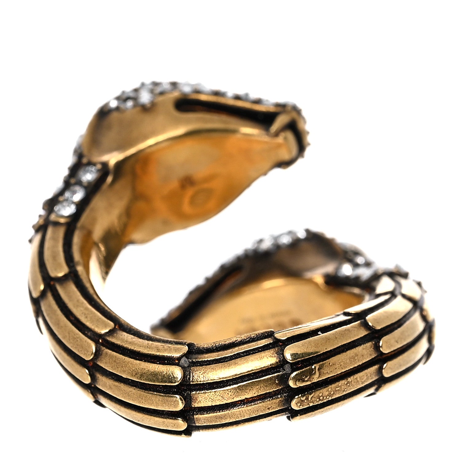 Gucci Metal Crystal Snake Ring M White Gold 3 of 7