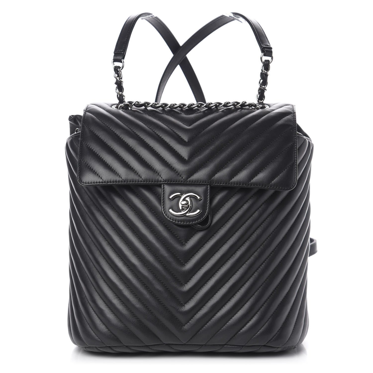 Chanel Calfskin Chevron Quilted Large Urban Spirit Backpack Black 1 of 9