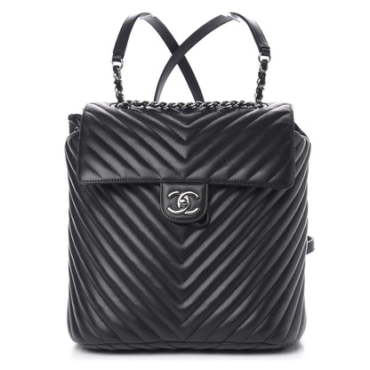 Chanel Calfskin Chevron Quilted Large Urban Spirit Backpack Black 1 of 9