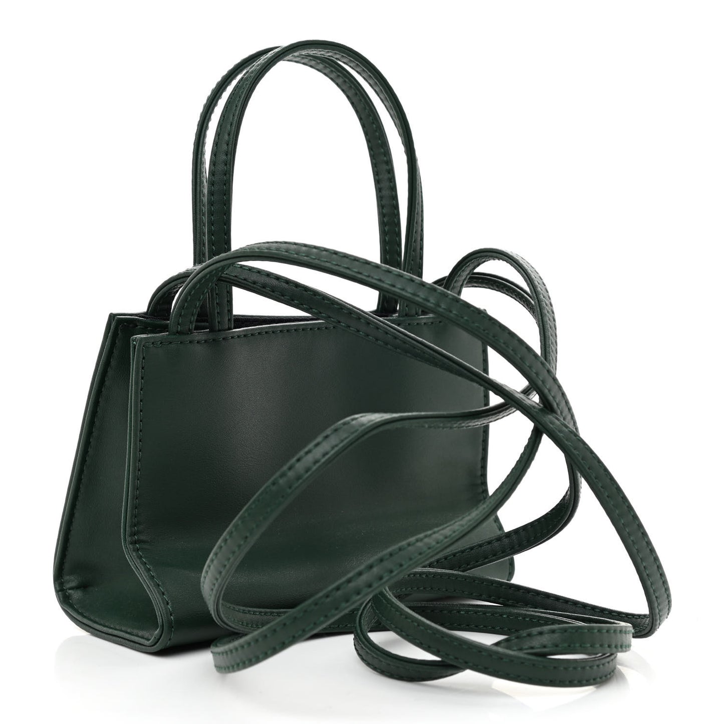 Vegan Leather Small Shopping Bag Dark Olive