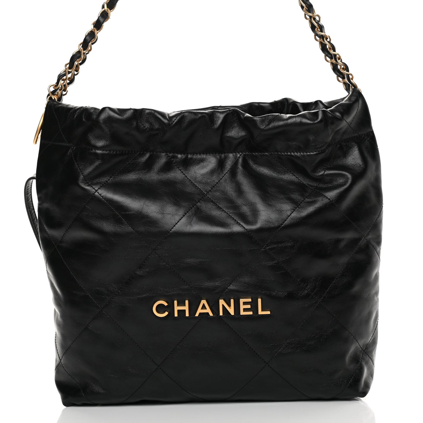 Shiny Calfskin Quilted Small Chanel 22 Black