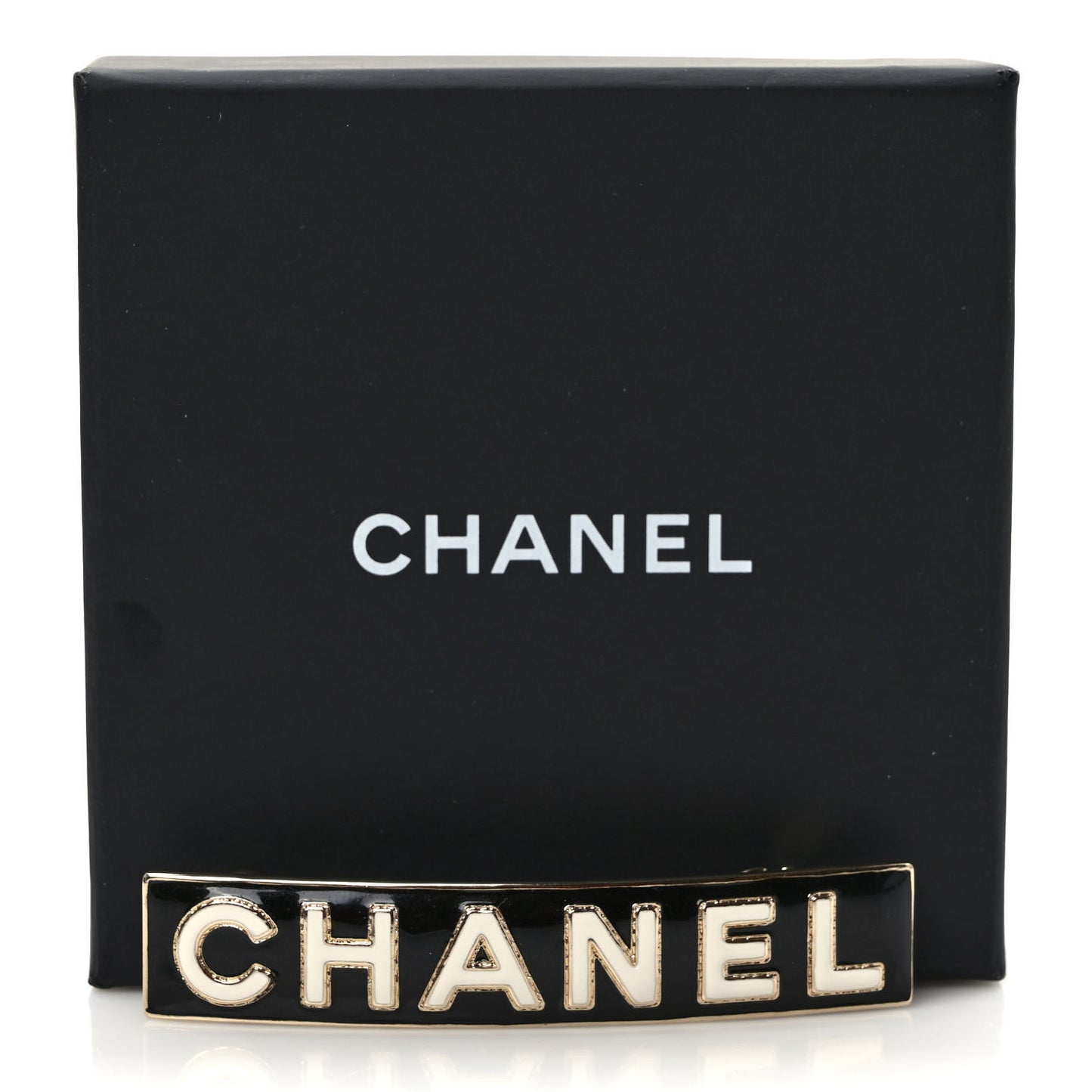 Metal Resin Enamel Logo Hair Clip Barrette Black White