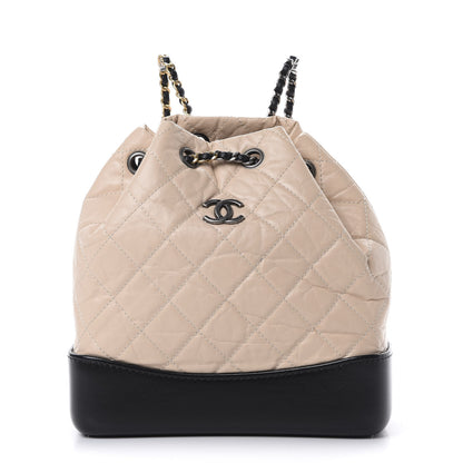 Chanel Aged Calfskin Quilted Small Gabrielle Backpack Beige Black 1 of 12