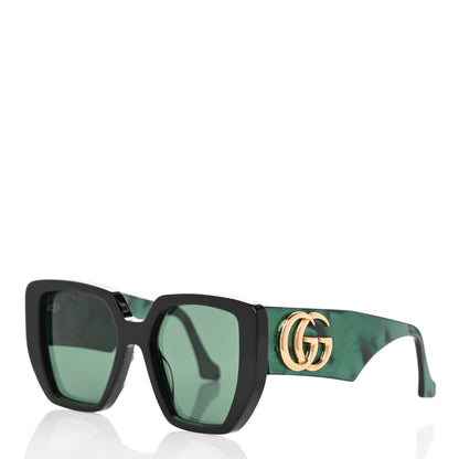Gucci Acetate Square Frame Sunglasses GG0956S Green Black 1 of 7