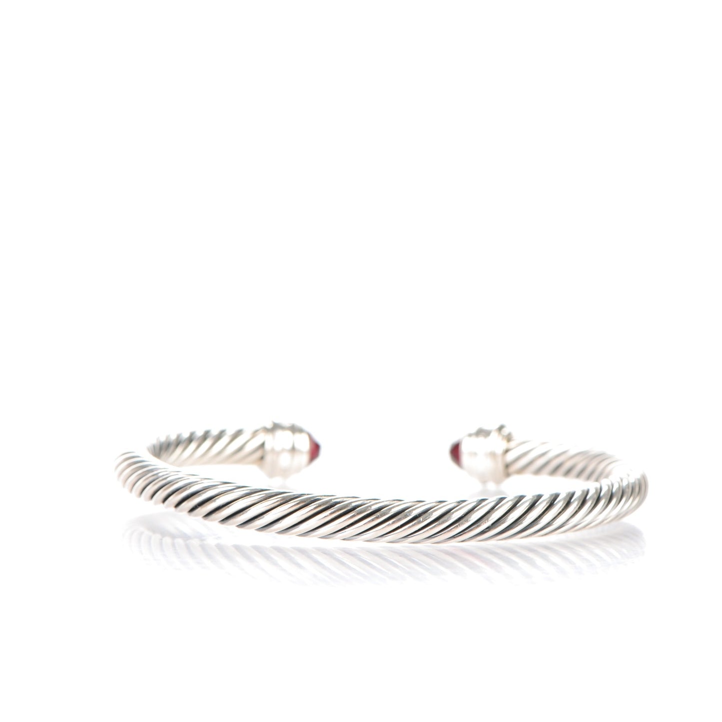 Sterling Silver Garnet Diamond 5mm Cable Classics Bracelet