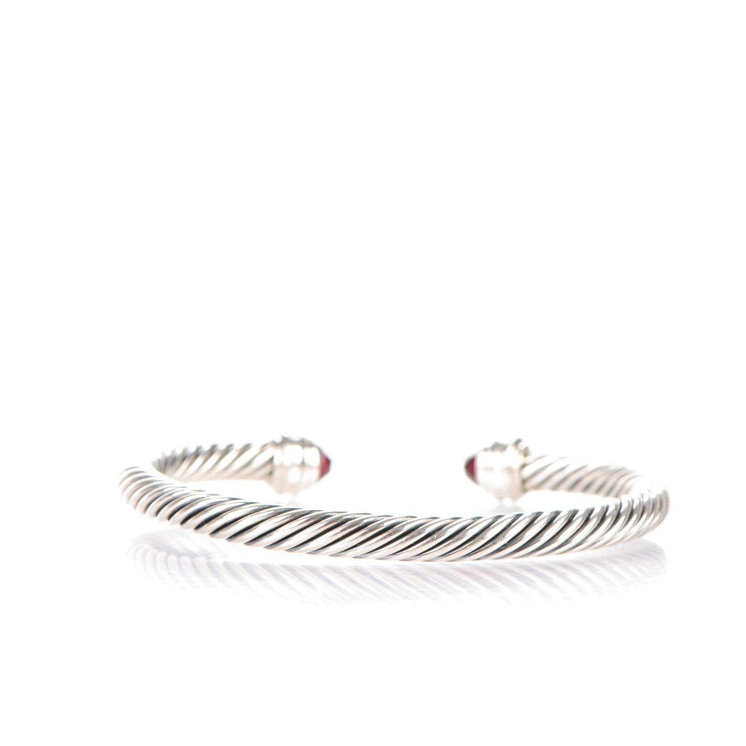 David Yurman Sterling Silver Garnet Diamond 5mm Cable Classics Bracelet 4 of 14
