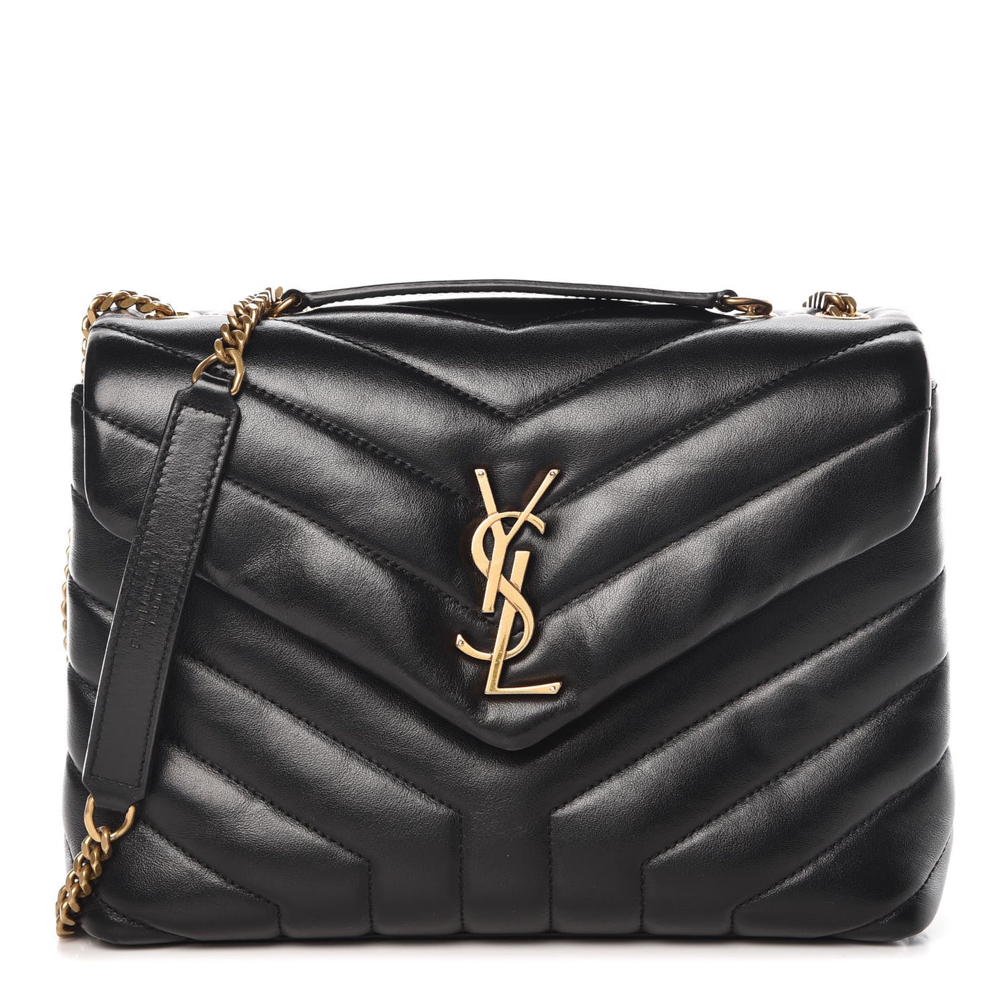 Calfskin Y Quilted Monogram Small Loulou Chain Satchel Black