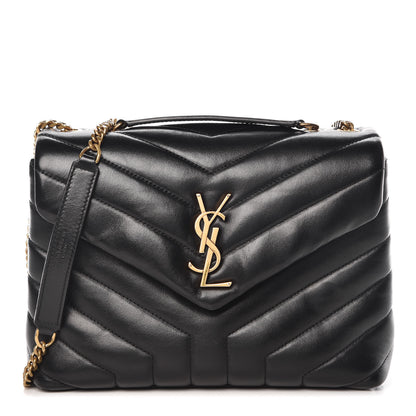 Saint Laurent Calfskin Y Quilted Monogram Small Loulou Chain Satchel Black 1 of 11