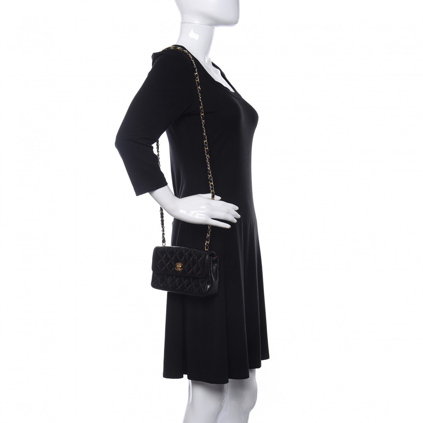 Lambskin Quilted Mini Rectangular Flap Bag Black