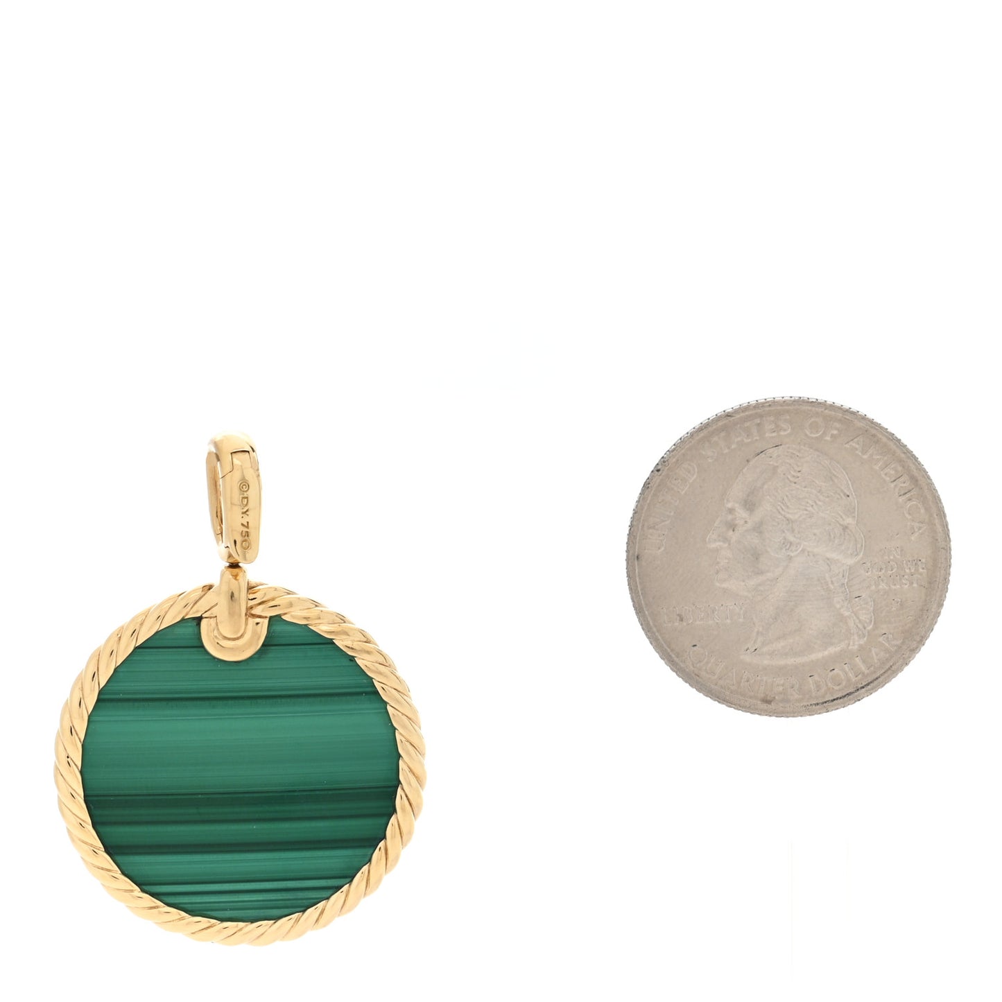 18K Yellow Gold Malachite DY Elements Disc Pendant
