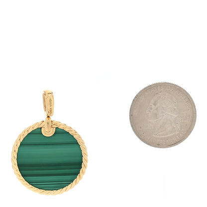 David Yurman 18K Yellow Gold Malachite DY Elements Disc Pendant 2 of 3