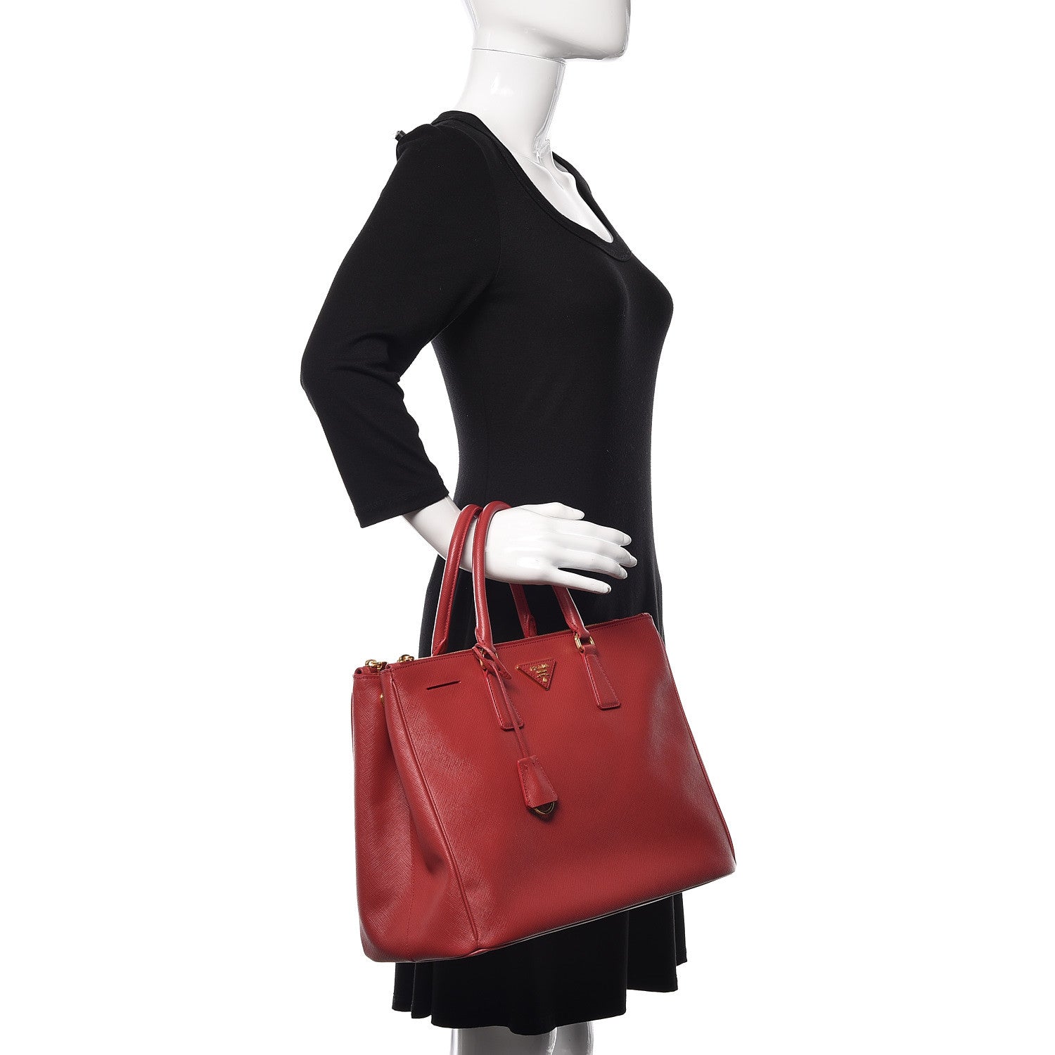 Prada Saffiano Large Galleria Double Zip Tote Fuoco 2 of 10