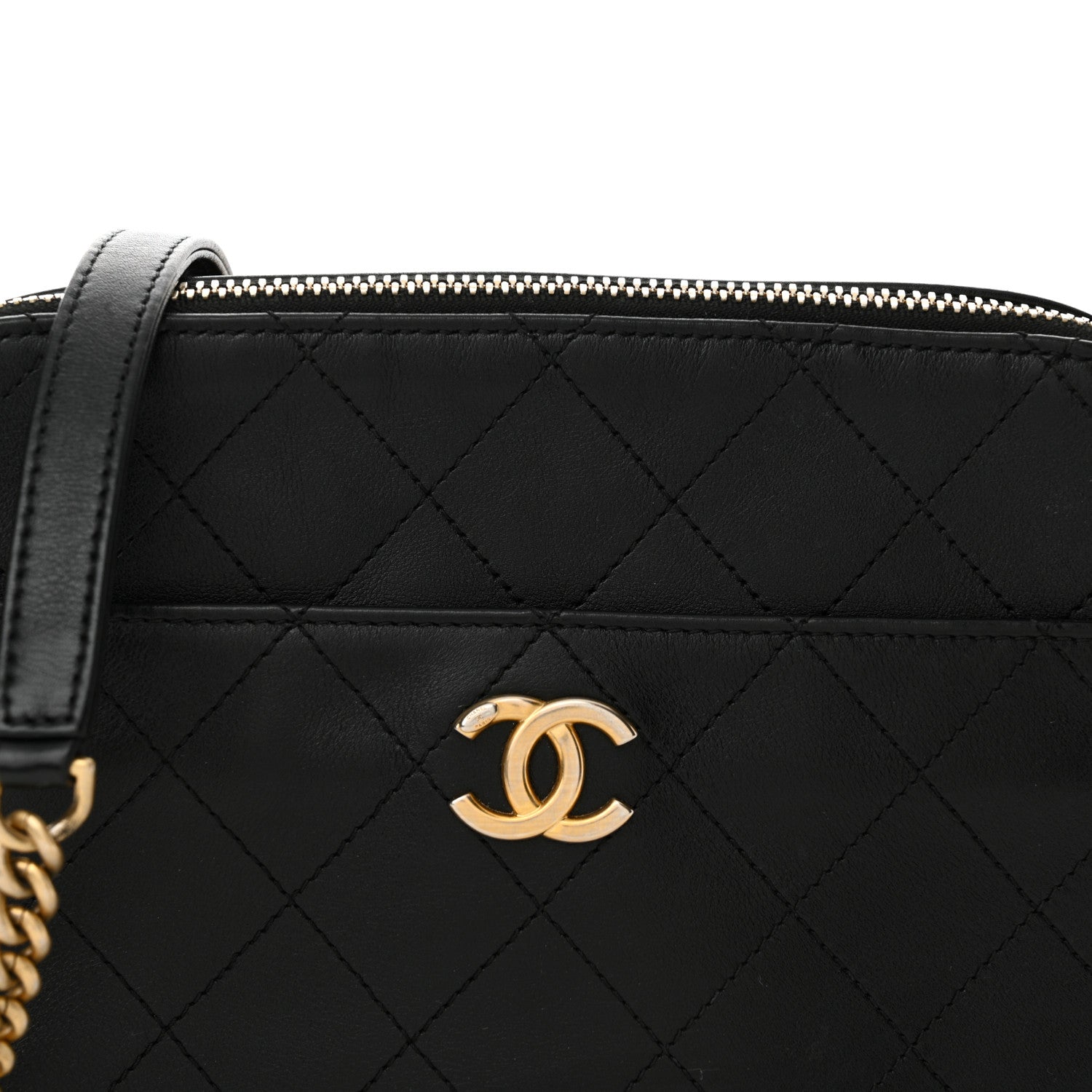 Chanel Calfskin Grosgrain Stitched Button Up Camera Case Black 9 of 15