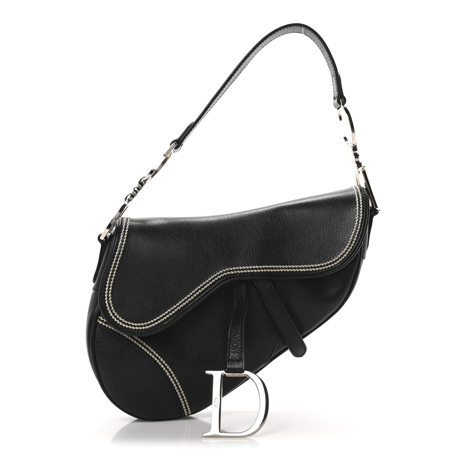 Christian Dior Shiny Goatskin Saddle Bag Black 1 of 10
