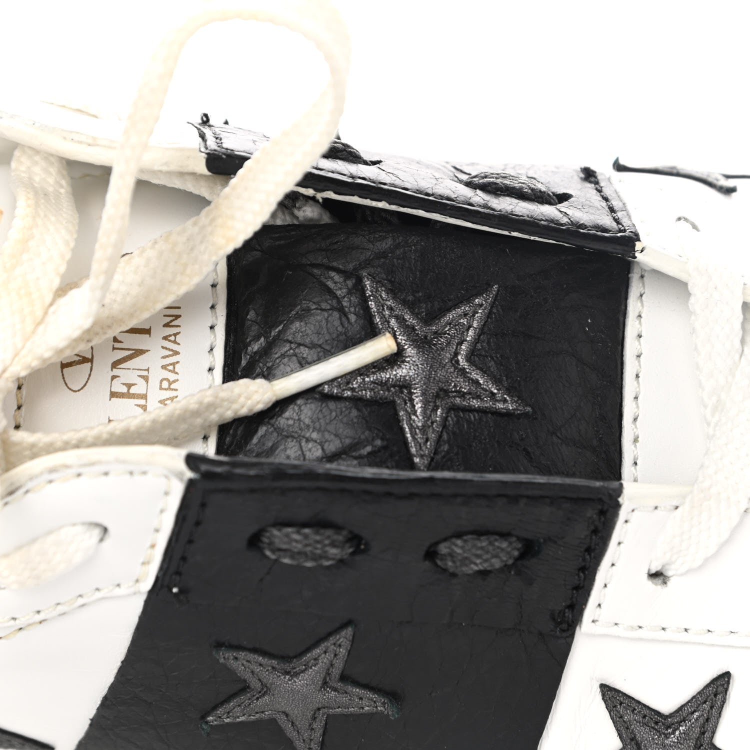 Valentino Garavani Calfskin Rockstud Star Open Sneakers 38.5 White Black 9 of 9