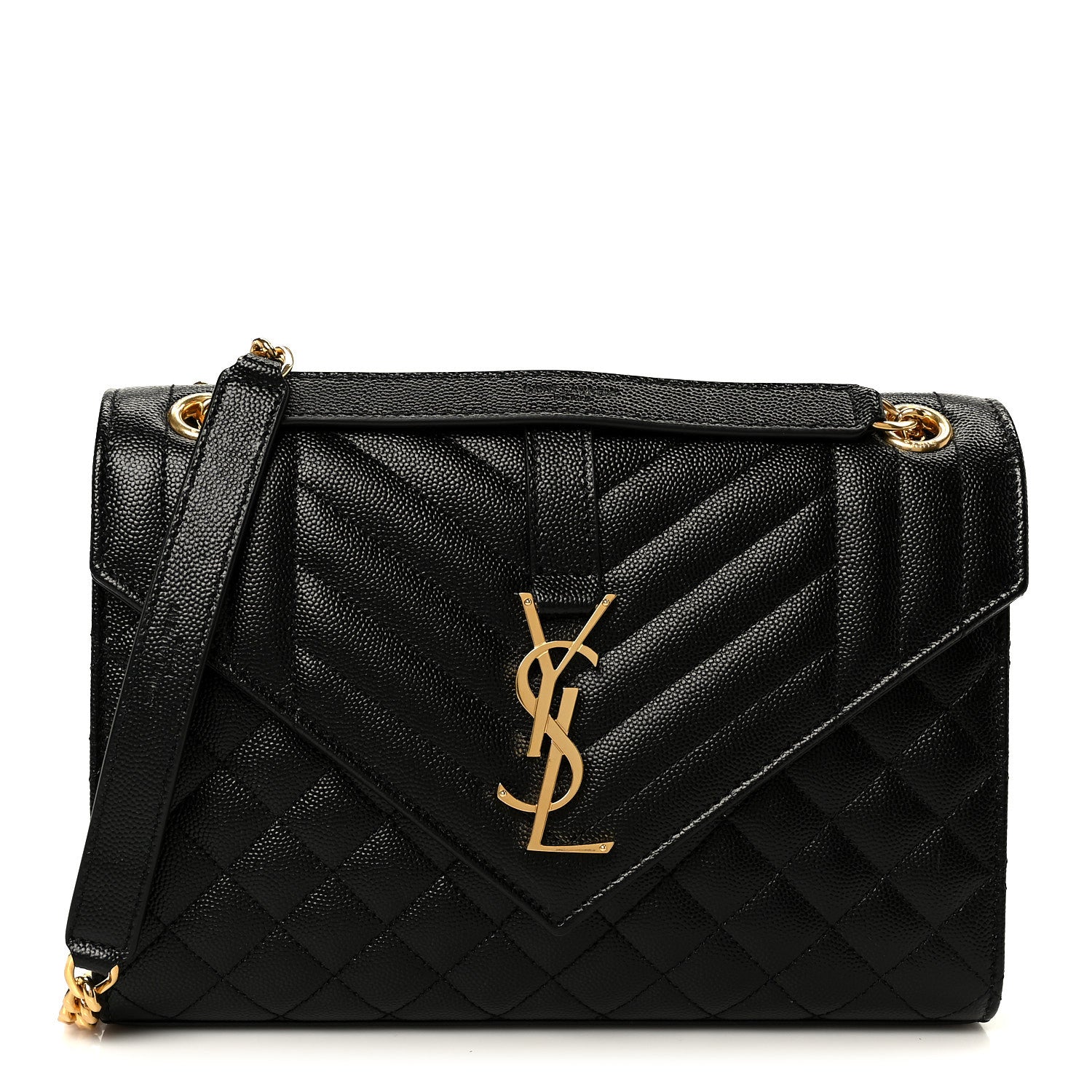 Saint Laurent Grain De Poudre Textured Mixed Matelasse Triquilt Medium Monogram Satchel Black 1 of 11
