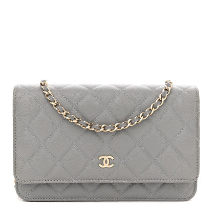 Chanel Caviar Quilted Wallet on Chain WOC Grey 1 of 12
