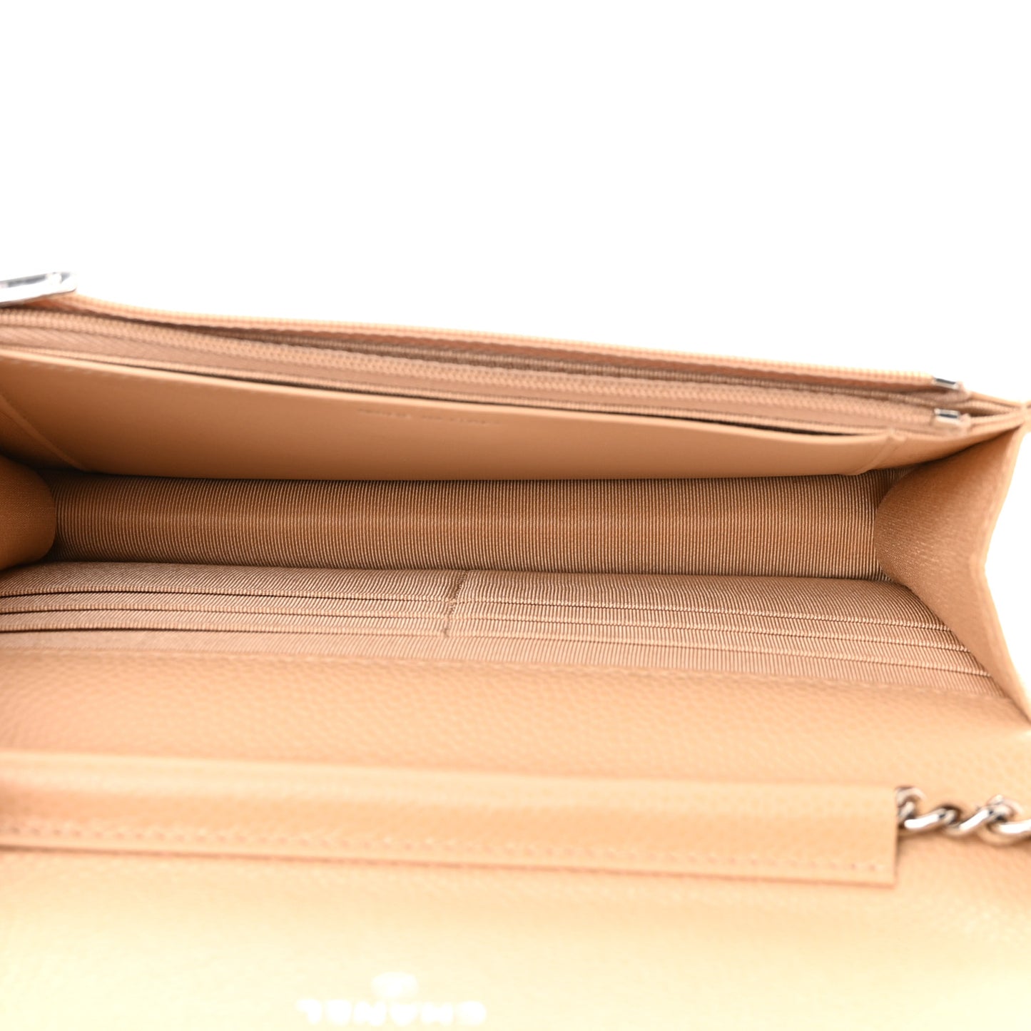 Caviar Quilted Wallet On Chain WOC Beige