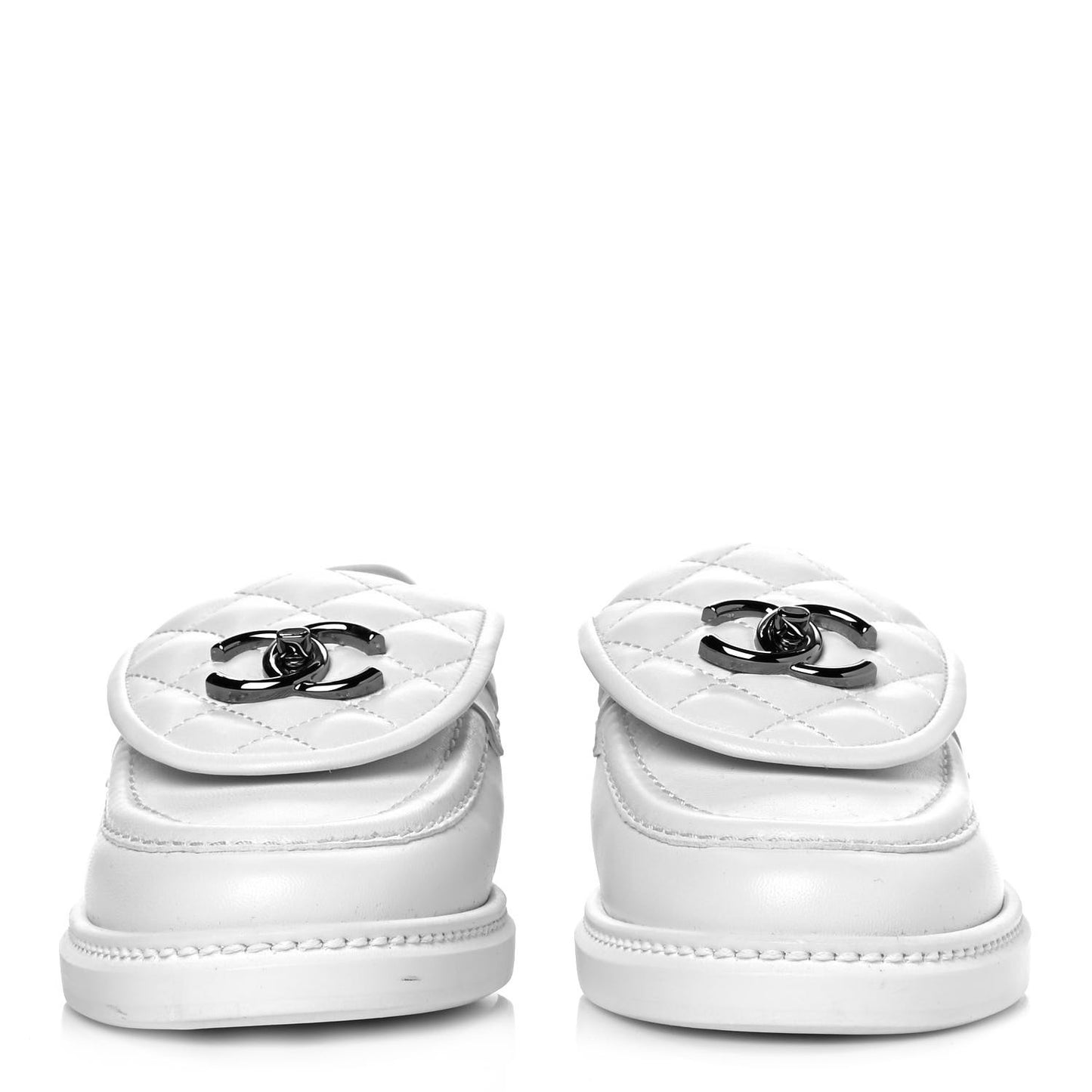 Lambskin Quilted CC Turnlock Loafers 35.5 White