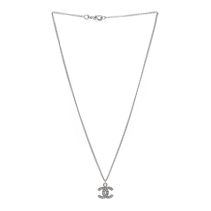 Chanel Crystal Timeless CC Necklace Silver 3 of 5