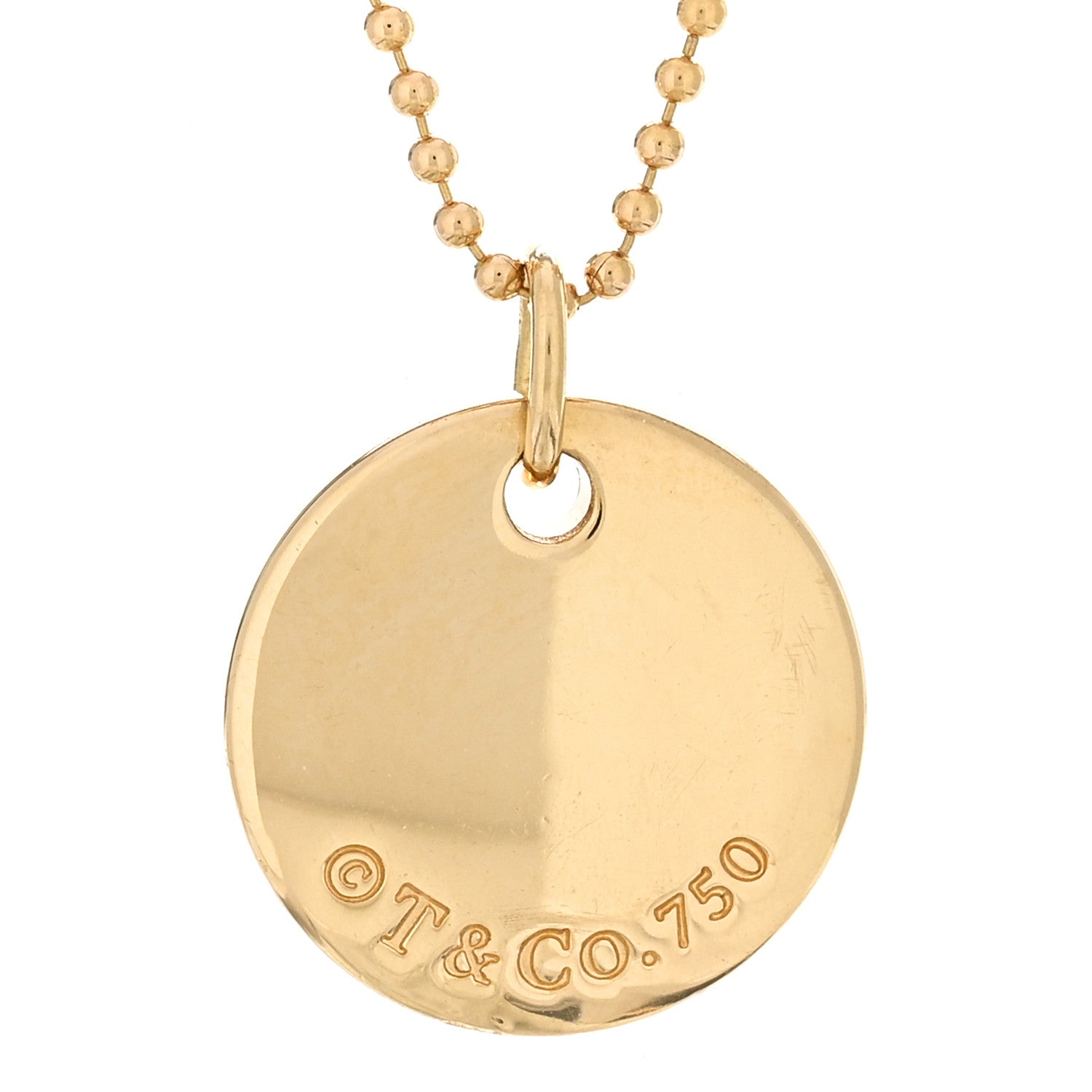 Tiffany 18K Yellow Gold Notes Letter Y Disc Charm Pendant Necklace 4 of 5