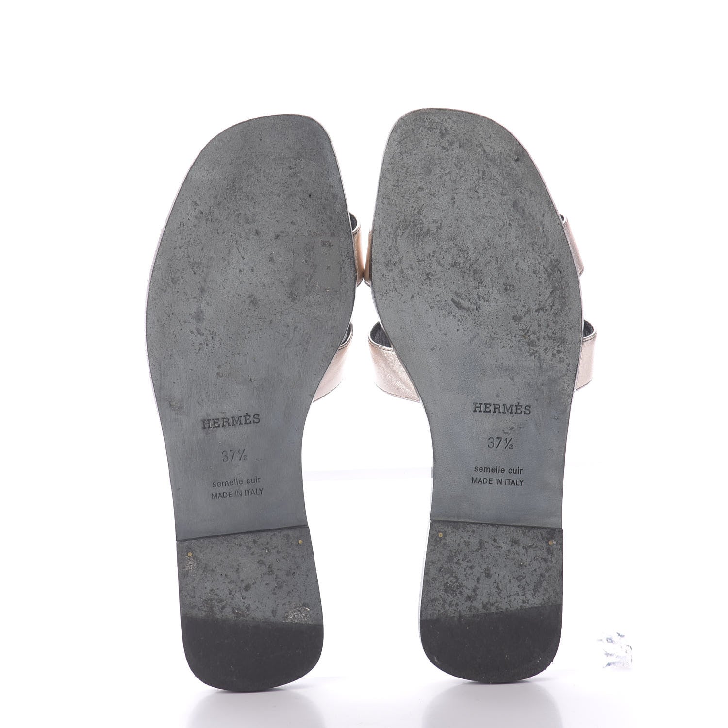 Hermes Metallic Nappa Oran Sandals 37.5 Or Vieilli 6 of 10