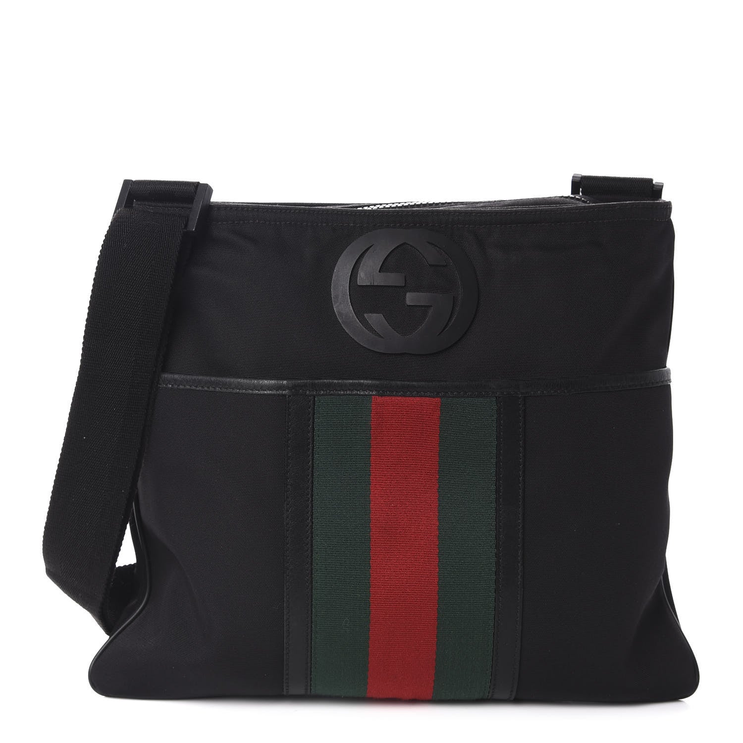 Gucci Nylon Web Interlocking G Messenger Bag Black 1 of 10