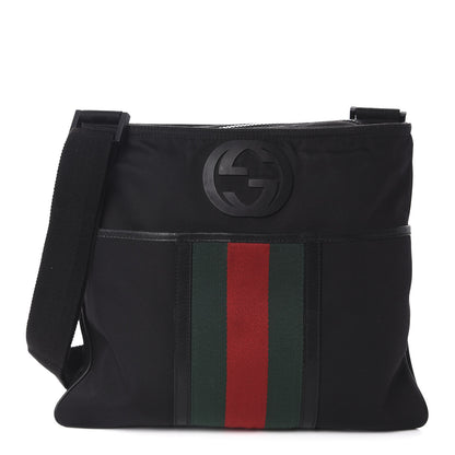 Gucci Nylon Web Interlocking G Messenger Bag Black 1 of 10