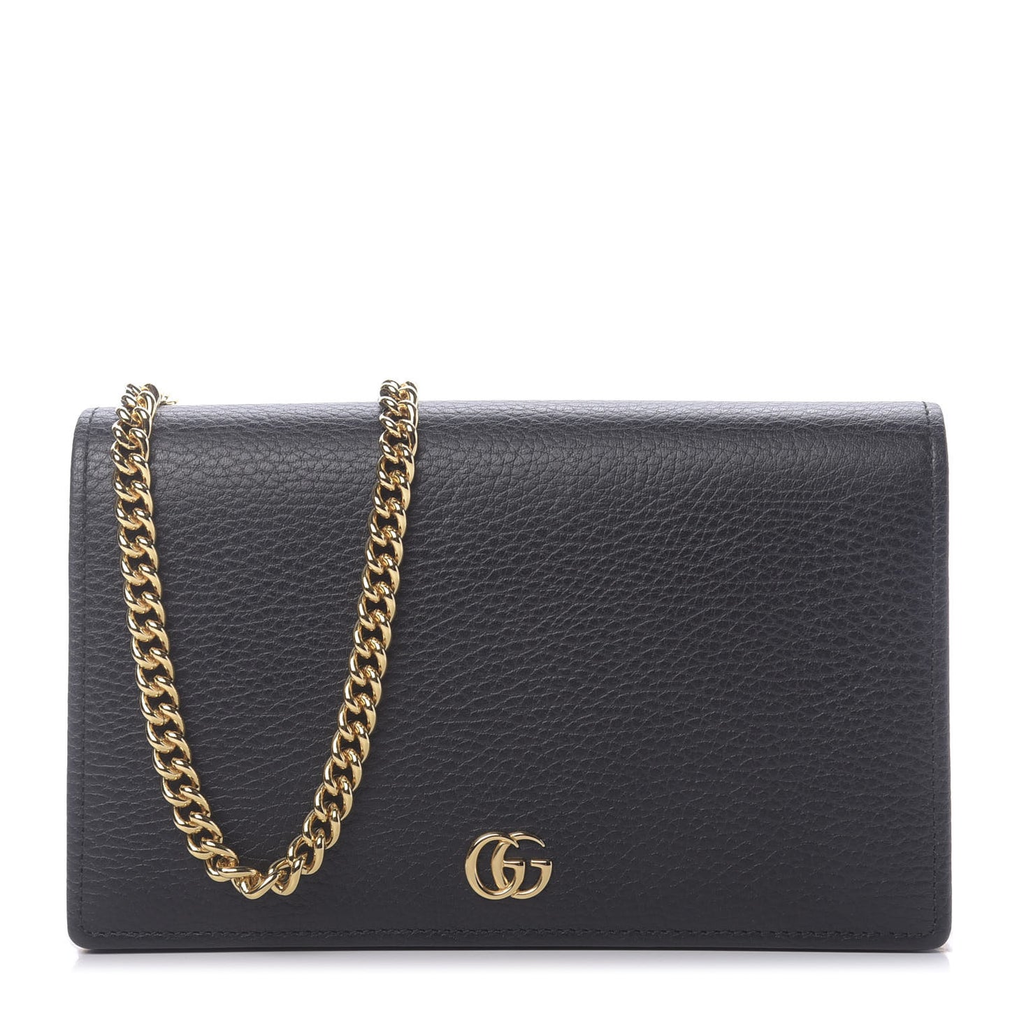 Calfskin Mini GG Marmont Chain Wallet Black